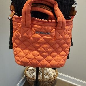 MZ Wallace Vibrant Crossbody Orange Quilted  Medium Tote